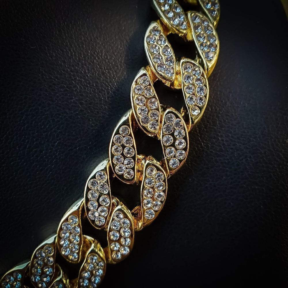 Gold Iced Out Cuban Link Chain - Picture 4 of 4